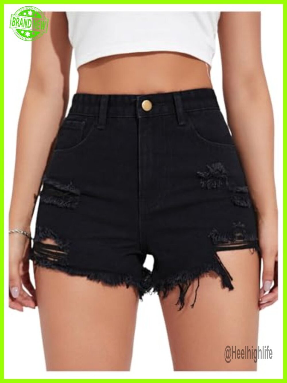 High Waist Cut Off Denim Jean Shorts Frayed Raw Hem Jorts